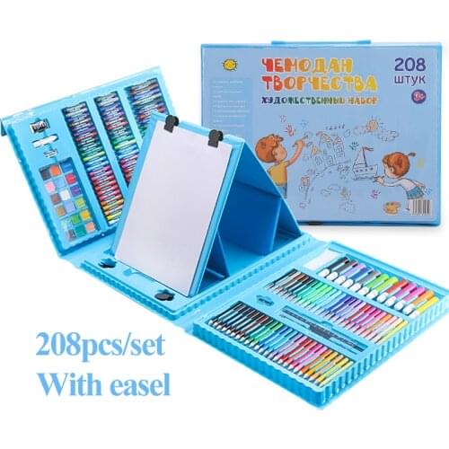 Students 208pcs Drawing Set Watercolor Pens & Oil Pastels & Colored Pencils Tool Childrens Art Painting Christmas Birthday Gift