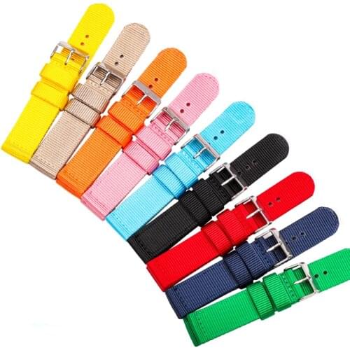 9 Colors Nylon Canvas Watchbands Women Men Sports Strap Bracelet 18mm 20mm 22mm 24mm Watches Accessory Quick Release Spring Bar