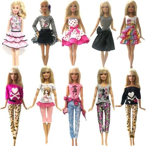 NK 10 Pcs/Set Doll Dress Handmade Clothes Fashion Outfit Short Dress Party Dress For Barbie Doll Accessories DIY Baby Toys