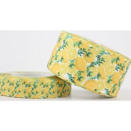 New lemon printed grosgrain ribbon diy handmade accessories Wedding Decoration DIY Sewing Crafts 16mm 22mm 25mm 38mm 57mm 75mm