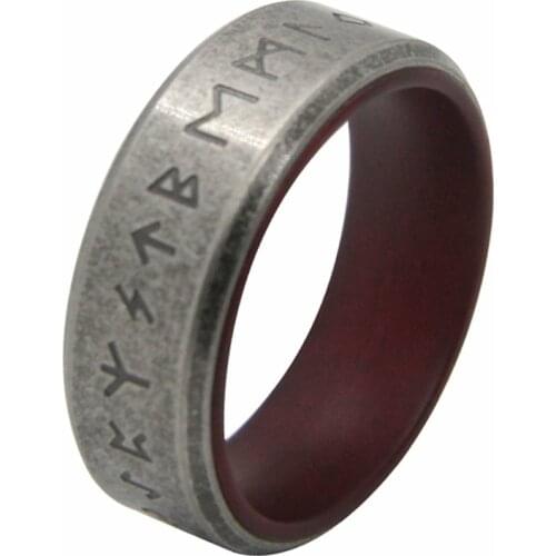 Odin Norse Viking Ring 316L Stainless Steel Punk Biker Comfortable Soft Red Inner Jewellery Size 7-13