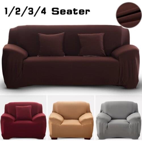 Solid Color Elastic Sofa Cover Spandex Modern Polyester Chaise Cover 1/2/3/4 Seater Tight Soft Furniture Covers Long Slipcover