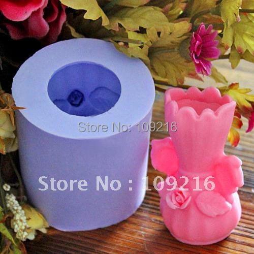 Wholesale!!!New 3D Flower Vase(LZ0098) Silicone Handmade Candle Mold Crafts DIY Mold
