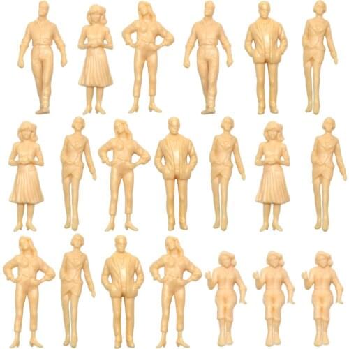 P25B 20pcs Model Trains 1:25 Scale Unpainted Person Model G Scale Figures Scenery Miniature Decoration