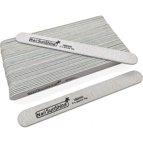 50X Nail File 180/240 Emery Board Sunshine Lima Unghie Strong Polish Nail Sanding Buffer Thick Stick Art Manicure Pedicure Tools