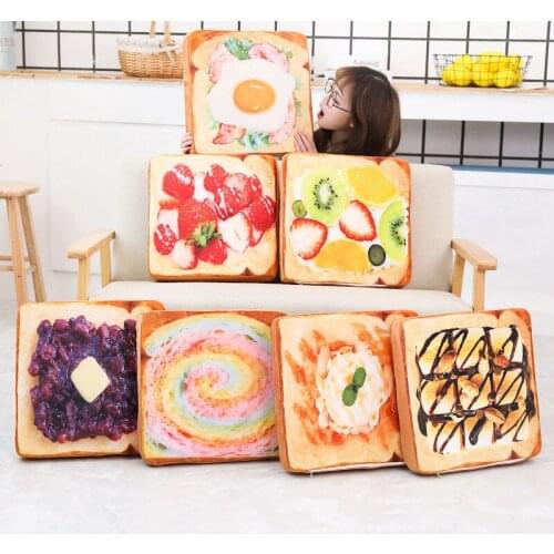 Toast Slice Sponge Sofa Cushion Toast Plush Pillow Toast Air Conditioner Cover Blanket A Multi-purpose Easy To Fold Home Special