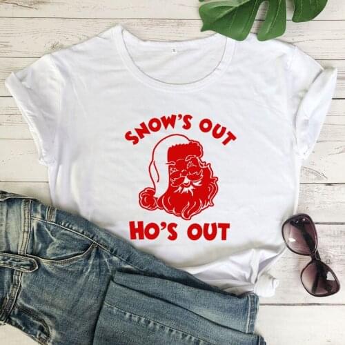 Casual Clothing Christmas Holiday Tee Vintahe Slogan Tops art Outfits Unisex Snows Out Hos Out Graphic T-Shirt