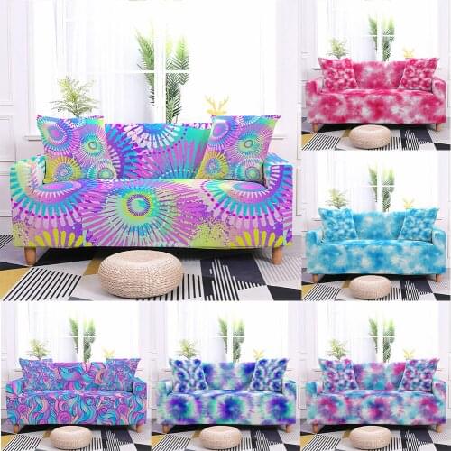 Colorful Shinning Halo Pattern Sofa Cover Elastic Sofa Slipcovers for Living Room Stretch All-inclusive Couch Cover Protector