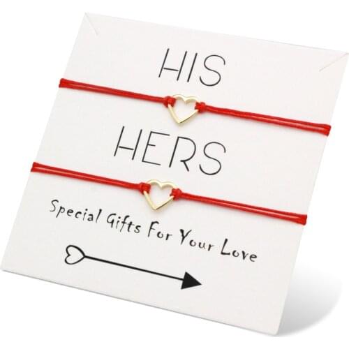 A SET- Heart His Hers Love Adjustable Bracelets Women Men Boys Girls Unisex Couple Jewelry Friend Gift Drop Shipping
