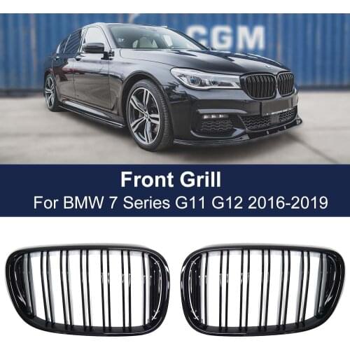 One Pair Car Front Bumper Kidney Grill For BMW 7 G11 G12 730i 740i 750i 740e 725d 730d 2016-2020 Glossy Black Replacement Grille