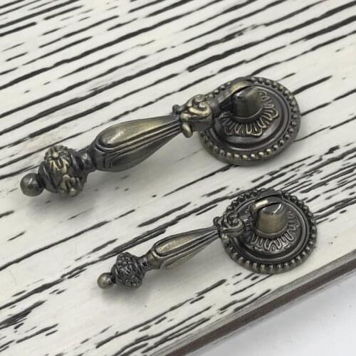 5PCS Vintage Bronze Furniture Hardware Drawer Pull closet Door Knob Kitchen Cupboard door Antique knobs Pendant handle