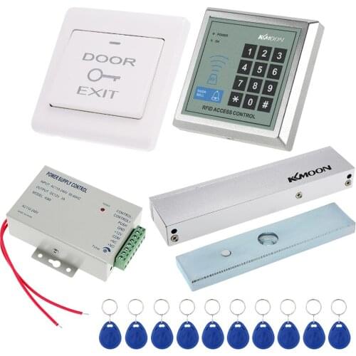 Door Access Control System Kit RFID Keypad + Power Supply + Electric 180KG Magnetic Lock Strike Door Locks for Home