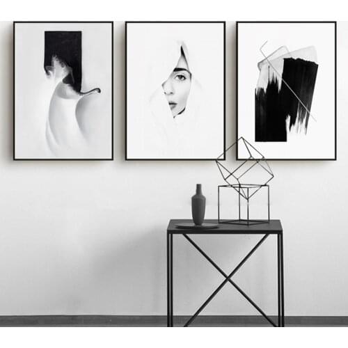 Modern Abstract Black White Wall Art Canvas Painting Posters and Prints Gallery Pictures for Living Room Home Decor No Frame