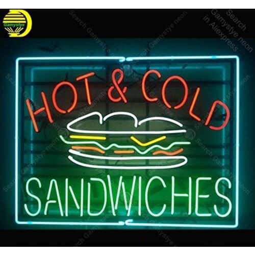 Star neon Factory Hot and Cold Sandwiches Metal Frame Neon Sign Handicraft Store Real Glass Tube Bar room Accesaries neon light