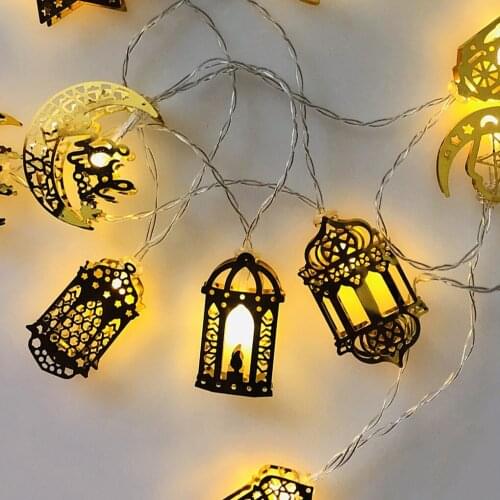 LED Light String Eid Moon Star Castle LED Light String Eid Mubarak Ramadan Decoration For Home Ramadan Kareem Eid Lantern Gift