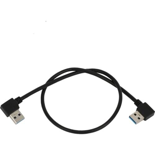 USB 3.0 Type A Male 90 Degree Left Angled to Right Angled Extension Cable Straight Connection 0.5M 1.5FT