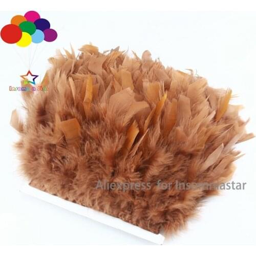 Camel Color Flake Turkey Feather Trims Dyed Goose Feather Ribbons 8-12cm Goose Feather Fringe Dress Skirt Decoration