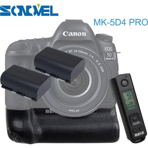 Meike MK-5D4 PRO 2.4G Wireless Remote Control Vertical Battery Grip with 2x LP-E6 Battery for Canon 5D Mark IV Camera as BG-E20