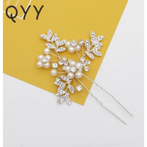 Rhinestone Pearl Hair Pins for Women Silver Color Wedding Bridal Hair Accessories Jewelry Hairpin Clips Trendy Headpiece Gifts