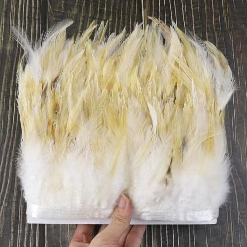 1meter Natural Chicken Feathers Trim Fringe 4-6inch Rooster Plumes on Ribbon for clothes Dresses Decoration Craft High Quality