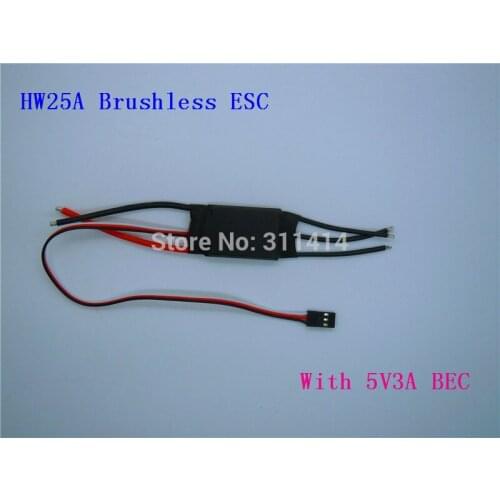 5pcs/lot 25A Brushless Motor ESC With 3A / 5V BEC 2-3S For RC Airplane Aircraft Wholesale Promotion + Free Shipping