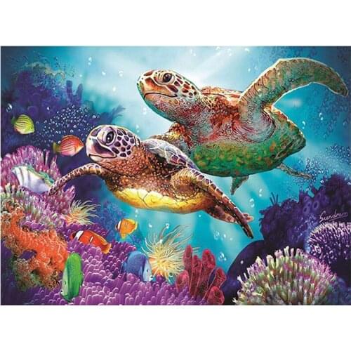 5D DIY Diamond Painting "Animal Sea turtle" Embroidery Full Round Diamond Cross Stitch Rhinestone Mosaic Painting Decor