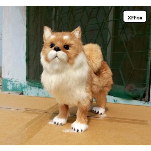 Big real life brown dog model plastic&furs Pomeranian dog doll gift about 28x10x25cm xf1611
