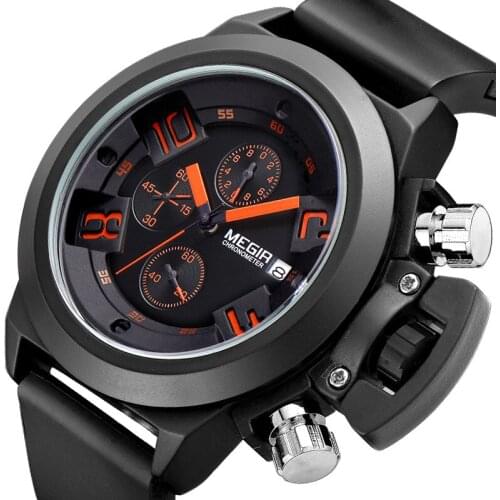 Cool Silicone Strap Mens Quartz Watch Sports Chronograph Watches for Men Top Brand Luxury Waterproof Calendar Wristwatch Clock