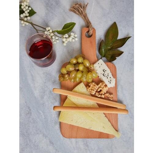 Wooden Beech Food Fruit Cheese Design Decorative Breakfast Serving Presentation Board 30x15 Cm Kitchen Storage Practical Gadget