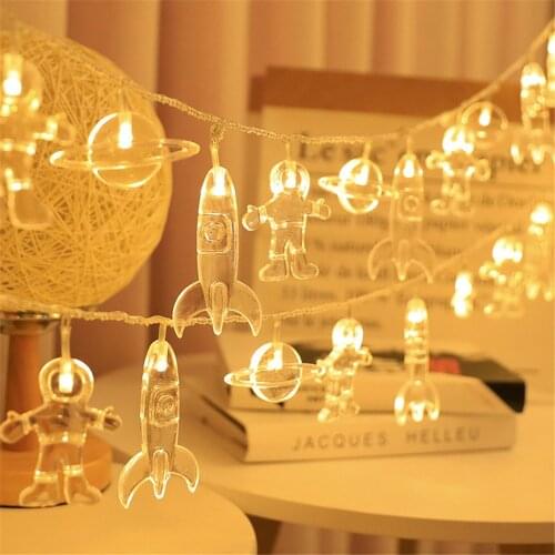 Outer Space Party Astronaut Rocket Ship String Light Galaxy Solar System Theme Baby Shower Birthday Boy Party Supplies