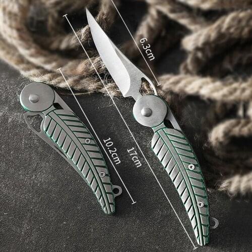 Pocket fruit knife high hardness sharp folding knife creative feather Handle Outdoor self-defense knife