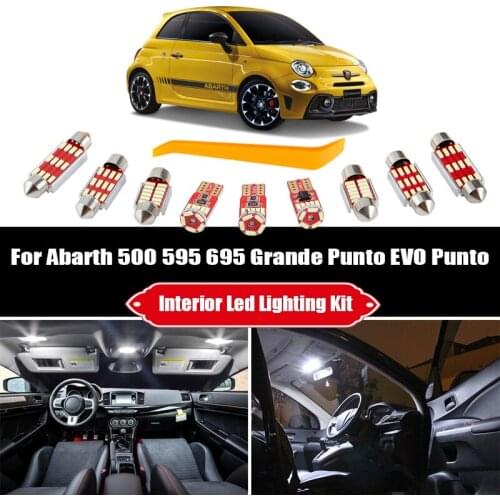 White Canbus LED Bulbs interior for Abarth 500 595 695 500C 595C 695C Grande Punto EVO Punto Reading Dome Map Cargo Light Kit