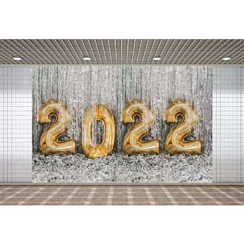Lyavshi Celebrate 2022 Family Friend Party Decor Gold Balloon Happy New Year Silver Photography Background Banner Photo Backdrop