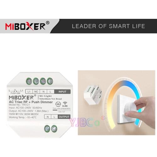 Miboxer K1 Rotating switch panel remote work with LED Triac RF Push Dimmer Switch AC110V 220V TRI-C1 2.4GH RF Remote Controller