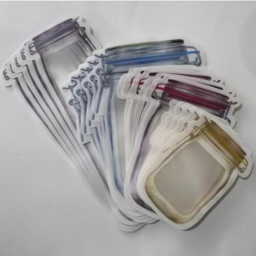 Reusable mason ziplock jar bags Reusable Plastic 20pcs Ziplock Bag Snack Nuts Cookies Bag Kitchen Organizer for Seal Fresh Food