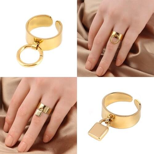Fashion Womens Ring Stainless Steel Rings Open Rings For Women Letter Ring Geometry Ring Gold Ring Ring Chain Rings Jewelry