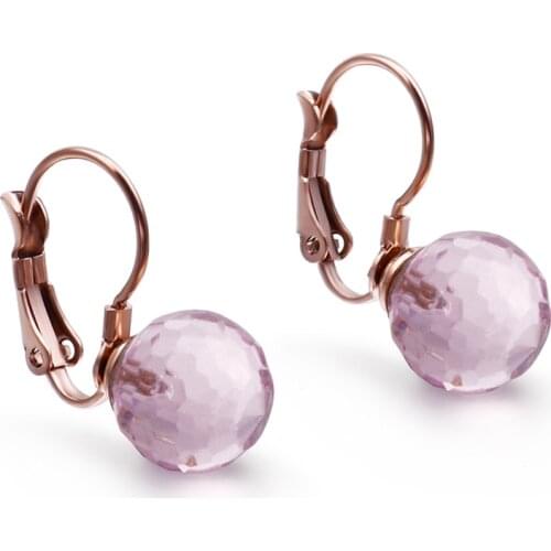 Fashion Female Earrings Stainless Steel Crystal Pellet Pendientes Earrings Brincos Jewelry
