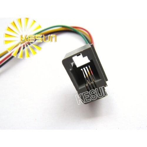 FREE SHIPPING 20PCS x 616E-4P4C RJ11 PCB Phone Modular Jack Female Telephone Socket LAN Connector With 150mm Wire