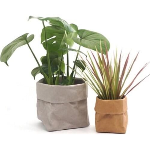 Washable Kraft Paper Flowerpot Desktop Flower Reuseable Multifunction Storage Bag Pot Container Flowerpot Succulents Planter R