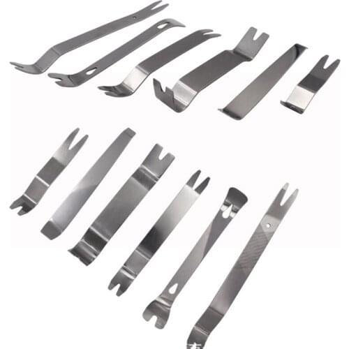 6PCS Kit Trim Door Clip Panel Dash Dashboard Audio Radio Interior Repair removal Tool Metal Silver color Car Removal Pry Tool