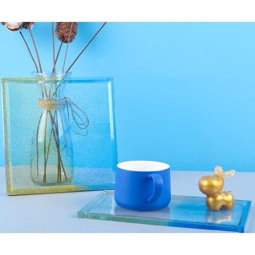 NOT AS LONG diy Epoxy Mold, Square Rectangle Coaster Silicone Mold, Two Styles Optional Hand-made Household Goods Mirror Mold