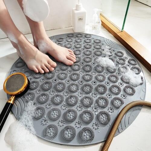 Bathroom Non-Slip Mats Plastic Massage Foot Pad Safety Shower Room Floor Foot Pad PVC Round Suction Cup Mat Bath Carpet 55cm
