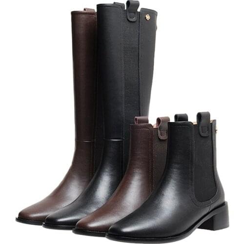 New style Knee high boots Genuine leather Women boots Warm winter classic Motorcycle boots Knight boots snow boots Women shoes