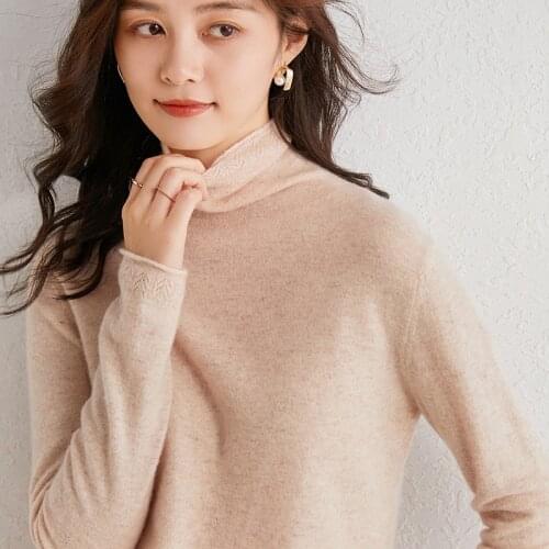 2021 Autumn Winter New Fashion Turtleneck 100% Pure Wool Bottoming Loose Jumper Womens Sweaters And Pullovers Long Sleeve Tops