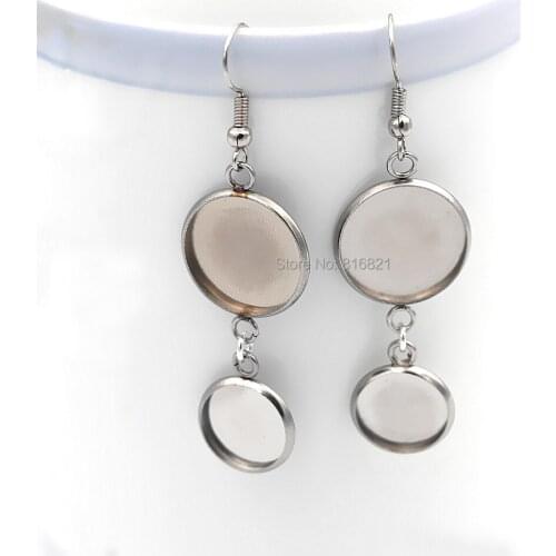Stainless Steel Earring Base fit 8mm - 20mm Glass Resin Cabochon Earring Blanks DIY Earrings Hook Findings
