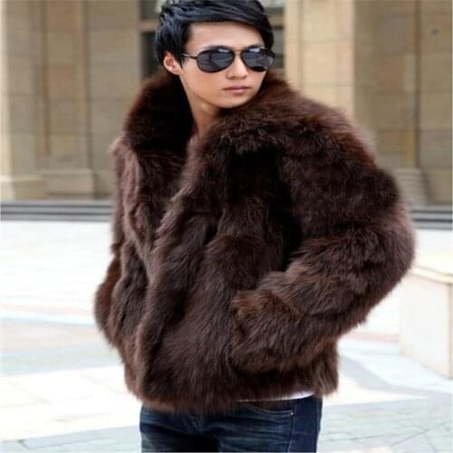Imitation fox fur coat male imitation fur coat autumn and winter Korean edition thatch trench coat fur coat fur coats for men