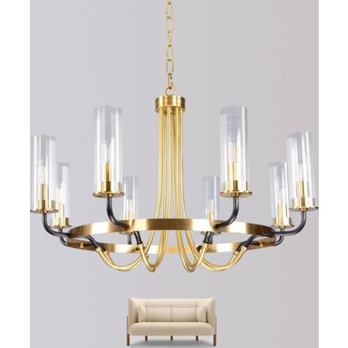 Post-modern Golden/Black LED chandelier lighting Nordic luxury Copper hanging lamp living room restaurant bedroom deco fixtures