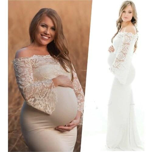 2020 Maternity Photography Props Maxi Pregnant Dresses For Photo Pregnancy Lace Long Dress Maternity Clothes For Pregnant Women