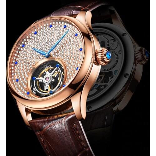 Luxury Tourbillon Mechanical Movement Mens Watch Tourbillon Sapphire Crystal Shining Wrist Watches For Men montre homme luxe