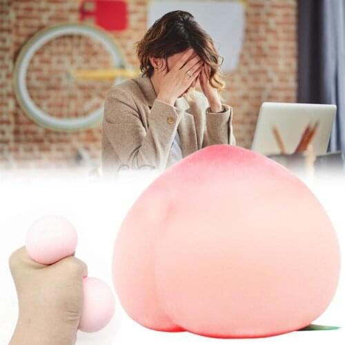 Peach-shape Anti-Stress Balls Soft Silicone Toy Simulation Fruit Squeezing Balls for Kids Children and Adults